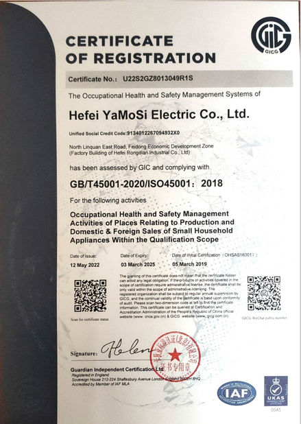 China Hefei Amos Electric Co., Ltd. certificaciones